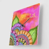 Whimsisfarben Moderne Wasserfarbe Quadratische Wanduhr (Winkel)