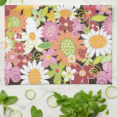 Whimsisfarbene Frühlingsblumen Blumengarten Geschirrtuch (Gefaltet)