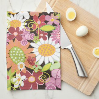 Whimsisfarbene Frühlingsblumen Blumengarten Geschirrtuch