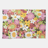 Whimsisfarbene Frühlingsblumen Blumengarten Geschirrtuch (Horizontal)