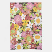 Whimsisfarbene Frühlingsblumen Blumengarten Geschirrtuch (Vertikal)