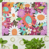 Whimsisfarbene Frühlingsblumen Blumengarten Handtuch (Gefaltet)