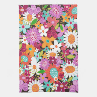 Whimsisfarbene Frühlingsblumen Blumengarten Handtuch