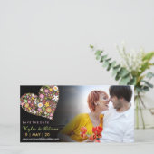 Whimsisfarbene Rosa Frühlingsblumen Foto Herz Save The Date (Stehend Vorderseite)