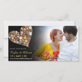 Whimsisfarbene Rosa Frühlingsblumen Foto Herz Save The Date