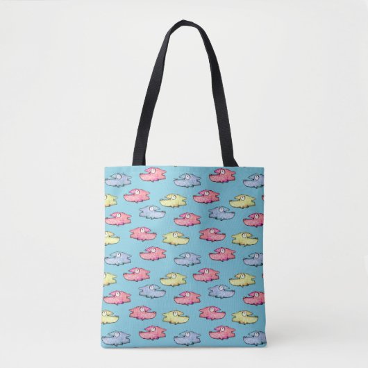 Whimsisfarbener, glücklicher Fisch Tasche (Vorderseite)