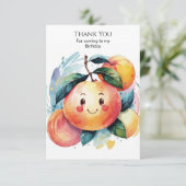 Whimsisfarbener Pfirsich Geburtstag Dankeskarte (Stehend Vorderseite)