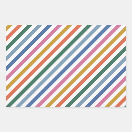 Whimsisfarbener Schneefall Streifen Geschenkpapier Set (Vorderseite 2)