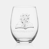 Whimsisical Blume Books Custom Book Club Name Weinglas Ohne Stiel (Vorderseite)