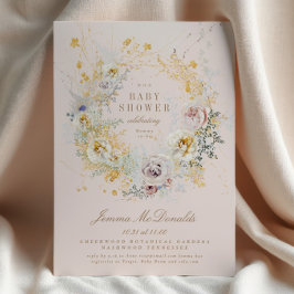whimsisical botanisch rosa Babydusche Einladung