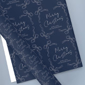 Whimsisical Bows Navy Blue Familienname Weihnachte Geschenkpapier