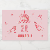 whimsisikhand gezeichnet Geburtstagsgetränke Party Schaumweinetikett (Einzelnes Label)