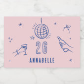 whimsisikhand gezeichnet Geburtstagsgetränke Party Schaumweinetikett (Einzelnes Label)