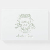 Whimsisikhandgezeichnetes Blatt Green Wappen Gäste Gästebuch (Vorderseite)