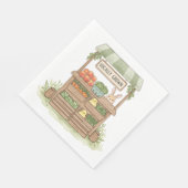 Whimsisischer Bauer Markt Stand Wasserfarbe Serviette (Ecke)