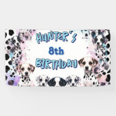 Whimsisischer Dalmatiner Blue Lila Birthday Banner (Horizontal)