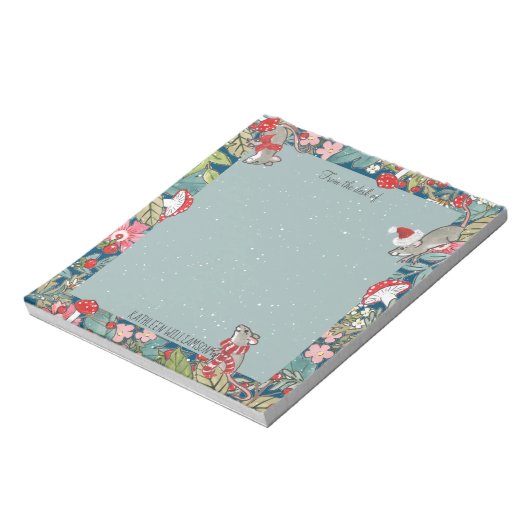 Whimsisischer Mäuse Maus Pilz Wald Weihnachten Notizblock (Rotiert)