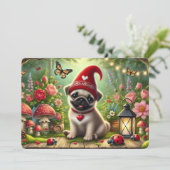 Whimsisischer Mops Flat Holiday Card Feiertagskarte (Stehend Vorderseite)