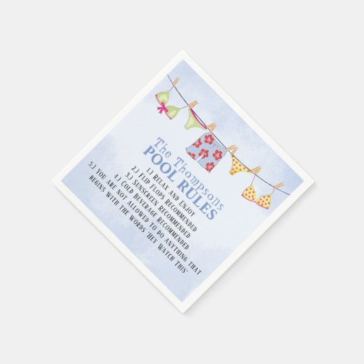 Whimsisischer Sommer Familie Einfache Pool Regeln Serviette (Ecke)