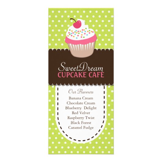 Whimsisischer und lustiger Cupcake Rack Card Werbekarte (Vorne)