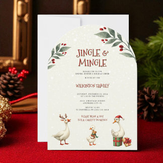 Whimsisischer Winter Goose Weihnachts-Jingle Party Einladung