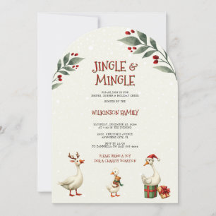 Whimsisischer Winter Goose Weihnachts-Jingle Party Einladung