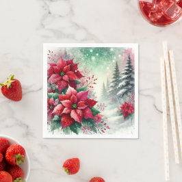 Whimsisischer Winter Wonderland Poinsettia Découpa Serviette