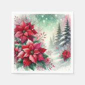Whimsisischer Winter Wonderland Poinsettia Découpa Serviette (Vorderseite)