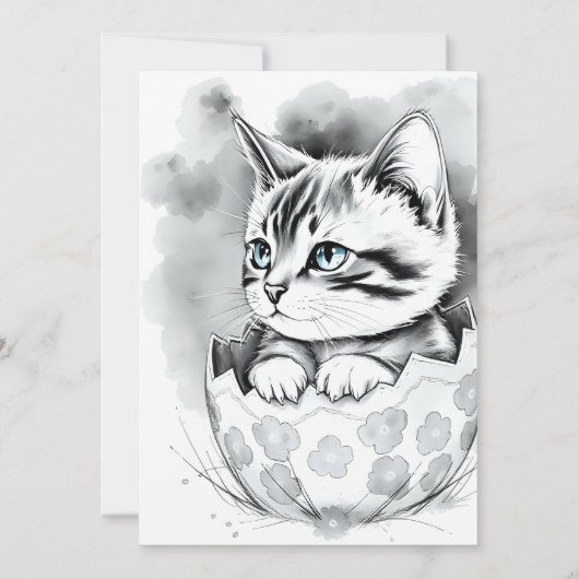 whimsisisches Osterkätzchen in floraler Eggshell (Rückseite)