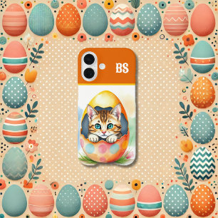 whimsisisches Osterkätzchen in floraler Eggshell iPhone 16 Hülle