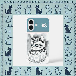 whimsisisches Osterkätzchen in floraler Eggshell iPhone 16 Hülle