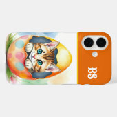 whimsisisches Osterkätzchen in floraler Eggshell Case-Mate iPhone Hülle (Rückseite (Horizontal))