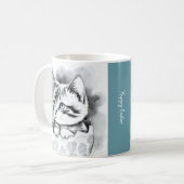 whimsisisches Osterkätzchen in floraler Eggshell Kaffeetasse (Vorderseite Links)