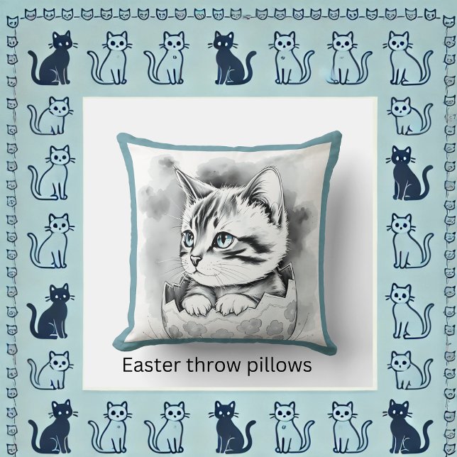 whimsisisches Osterkätzchen in floraler Eggshell Kissen (Von Creator hochgeladen)