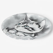 whimsisisches Osterkätzchen in floraler Eggshell Pappteller (Schrägansicht)