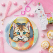 whimsisisches Osterkätzchen in floraler Eggshell Pappteller (Party)