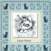 whimsisisches Osterkätzchen in floraler Eggshell Poster