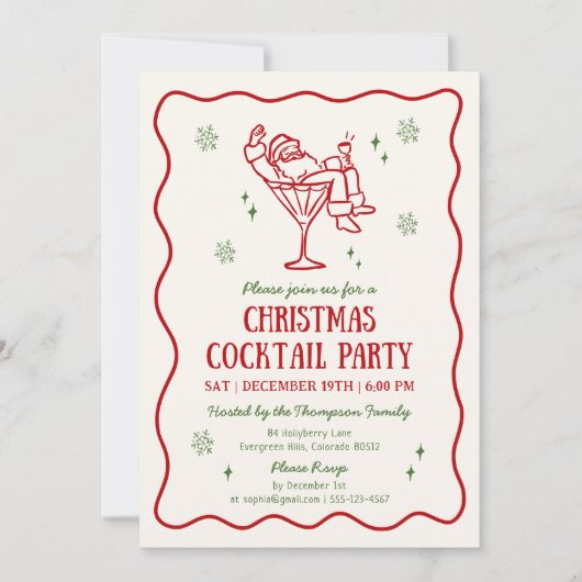 Whimsisisches Weihnachtscocktail-Party Einladung (Vorderseite)