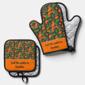 Whimsiskattierter Herbst Blätter Acorns Ofenhandschuh & Topflappen-Set (Vorderseite/Rückseite)