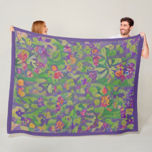 Whimsistisch Impressionist Lila Irises Boho Floral Fleecedecke