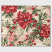 Whimsistisch Moderne Rot & Grün Weihnachtsblumen Geschenkpapier (Flach)