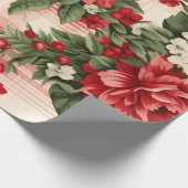 Whimsistisch Moderne Rot & Grün Weihnachtsblumen Geschenkpapier (Ecke)