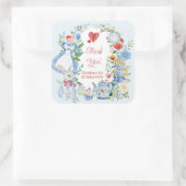 Whimsistische Alice im Wunderland Danke Quadratischer Aufkleber (Tasche)