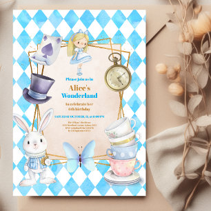 Whimsistische Alice im Wunderland Geburtstagsparte Einladung