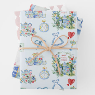 Whimsistische Alice im Wunderland Geschenkpapier Set