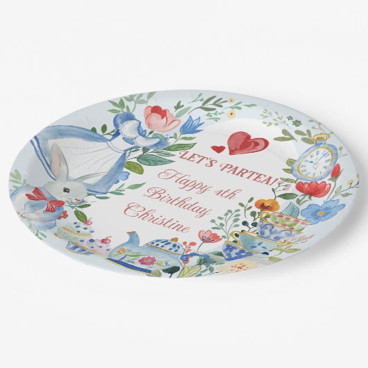 Whimsistische Alice im Wunderland Pappteller (Schrägansicht)