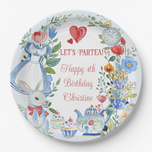 Whimsistische Alice im Wunderland Pappteller (Vorderseite)