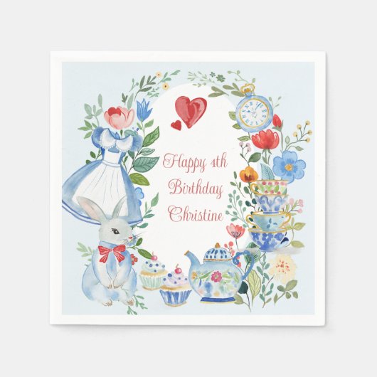 Whimsistische Alice im Wunderland Serviette (Vorderseite)