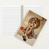 Whimsistische Alice im Wunderland Vintag Mushroom Notizblock (Innen)