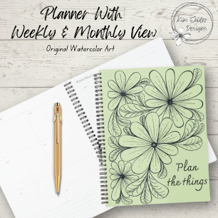 Whimsistische Blume auf Limonem Creme Planer